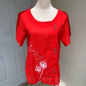 STYLEWE. NWOT. Beautiful Red Top. Lightweight cotton. Short sleeves. S/M.